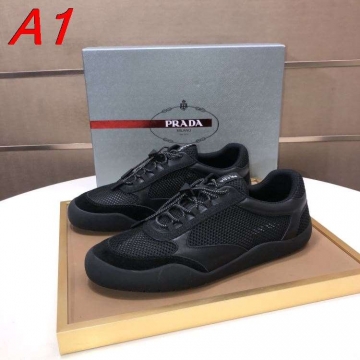 2026発売中！【Prada】スニーカー スエード×网眼 PRADA标识 Black カジュアル 
