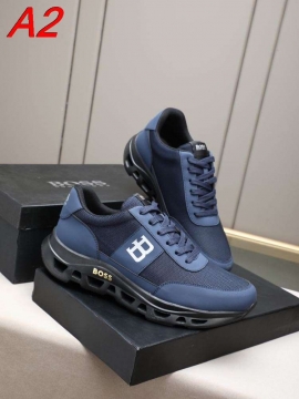2026新作【BOSS】ローカットスニーカー メッシュ×レザー 镂空中底 BLACK ストリート 