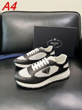 2026新作【Prada】スニーカー メッシュ×レザー 三角银标 Black カジュアル 