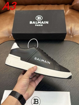 2026年夏新作【Balmain】ローカットスニーカー レザー ロゴポイント WHITE×BLACK パーティー 