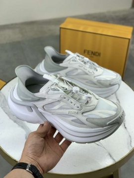 2026入荷【Fendi】チャンキースニーカー メッシュ×レザー F柄 白底 グレー×ホワイト カジュアル 