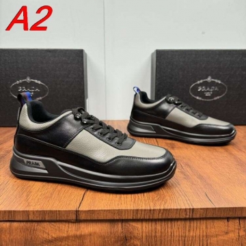 2026新作登場！【Prada】スニーカー レザー 拼接デザイン ホワイトループ Black カジュアル 