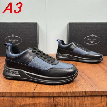 2026新作登場！【Prada】スニーカー レザー 拼接デザイン ホワイトループ Black カジュアル 