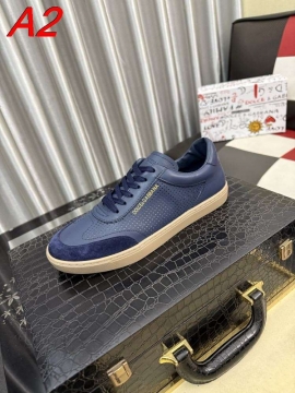 2026新作発表【Dolce & Gabbana】スニーカー レザー DGロゴ ゴールド  블랙×ゴールド カジュアル 