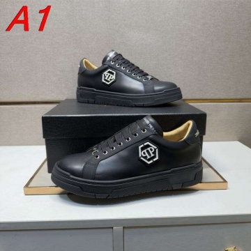 2026入荷【Philipp Plein】スニーカー レザー PP标识 Black ビジネス 