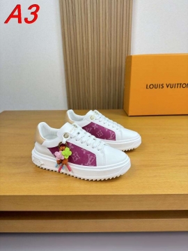 2026入荷【Louis Vuitton】スニーカー レザー×キャンバス モノグラム ホワイト×ネイビー カジュアル 