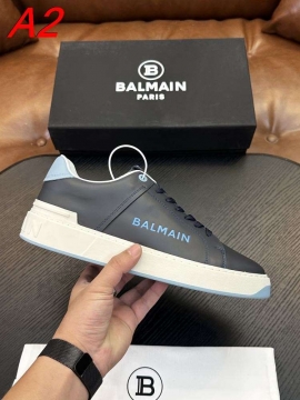 2026年夏新作【Balmain】ローカットスニーカー レザー ロゴポイント WHITE×BLACK パーティー 