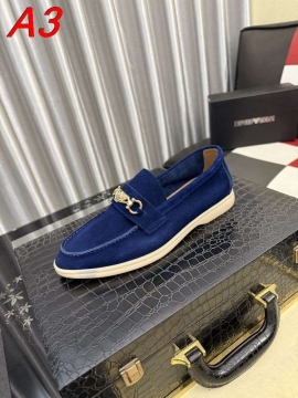 2026入荷しました【Armani】ローファー スエード 狮头金饰 ブラック×ゴールド ビジネス 