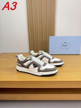 2026入荷【Prada】スニーカー レザー 深青拼接×银饰  White カジュアル 
