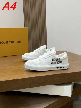 2026新作【Louis Vuitton】スニーカーレザー×クロス モノグラム VUITTON装饰 藏ブルー×ホワイト カジュアル 