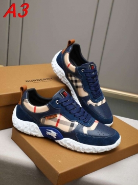 2026入荷【Burberry】スニーカー レザー×キャンバス クラシック格子柄 黒×白×赤 ストリート 