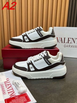 2026新作【Valentino】スニーカーレザー Brand Logo 放射ライン プラットフォーム 白×オレンジ カジュアル 