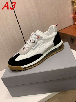 2026発売中！【Thom Browne】スニーカー レザー キルティング纹様 Black×トリコロール カジュアル 