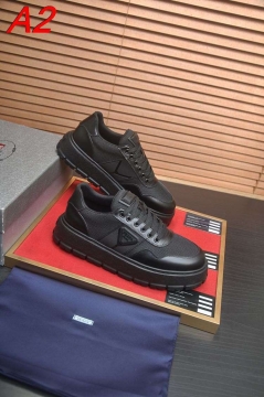 2026新作【Prada】チャンキースニーカー レザー×织物 倒三角标识  White カジュアル 