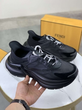 2026年夏新作【Fendi】チャンキースニーカー メッシュ×レザー F柄 ブラック カジュアル 