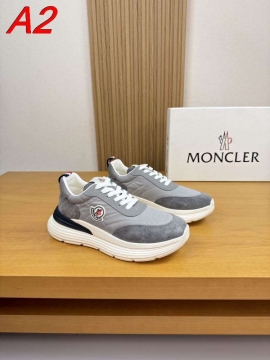 2026発売【Moncler】スニーカースエード×レザー キルティングデザイン 公鸡ロゴ グレー×ホワイト カジュアル 