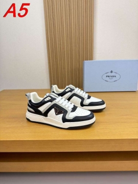 2026入荷【Prada】スニーカー レザー 深青拼接×银饰  White カジュアル 
