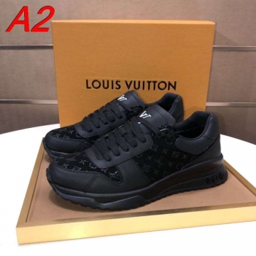 2026新作【Louis Vuitton】スニーカー レザー×キャンバス モノグラム ブラック ストリート 