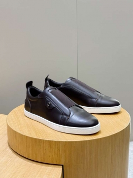 2026年夏新作【Christian Louboutin】スリッポン レザー 弹性织带×C字五金 ブラウン×ブラック×白 フォーマル 