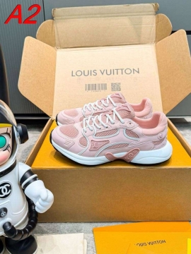 2026入荷【Louis Vuitton】チャンキースニーカー レザー×メッシュ カラーブロック グレー×ピンク ストリート 