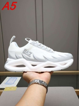 2026年夏新作【BOSS】EA7 スニーカー ファブリック×レザー 镂空鞋底 ベージュ×WHITE ストリート 