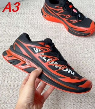 2026発売【Salomon】スニーカーメッシュ×レザー ACS构造 Salomon Logo アイボリー×ブラック アウトドア 