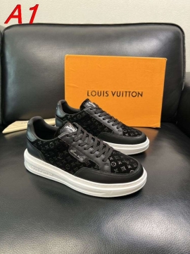 2026年夏新作【Louis Vuitton】スニーカーレザー×キャンバス モノグラム ロゴ :black ストリート 