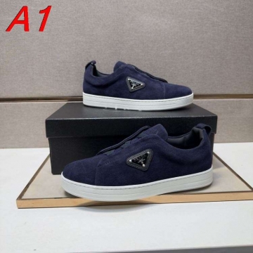 2026入荷しました【Prada】スリッポン スエード エラスティック构造 ネイビー カジュアル 