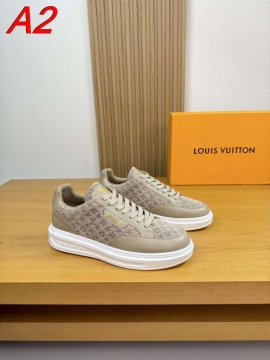 2026新作登場！【Louis Vuitton】スニーカー レザー×キャンバス モノグラム ホワイト×グレー ストリート 