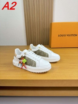 2026入荷【Louis Vuitton】スニーカー レザー×キャンバス モノグラム ホワイト×ネイビー カジュアル 