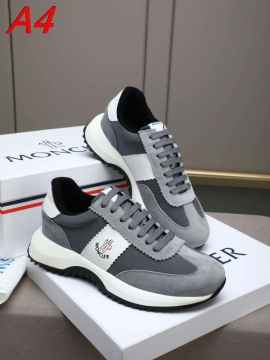 2026新作【Moncler】スニーカークロス×スエード 山峰ロゴ 赤白配色 トリコロール装饰 ホワイト×:black ストリート 