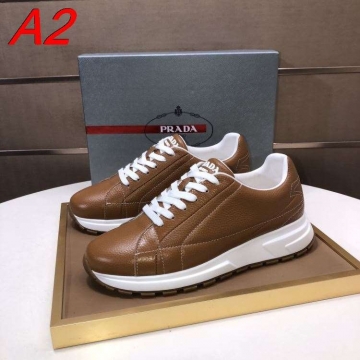 2026発売【Prada】スニーカー レザー 荔枝纹×ステッチ White カジュアル 