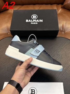 2026入荷【Balmain】ローカットスニーカー レザー 魔术贴 WHITE×BLACK パーティー 