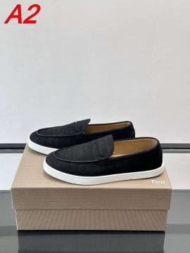 2026入荷【Christian Louboutin】ローファー スエード ウェルト縫製  ブラック×ブラウン ビジネス 