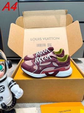 2026入荷【Louis Vuitton】チャンキースニーカー レザー×メッシュ カラーブロック グレー×ピンク ストリート 
