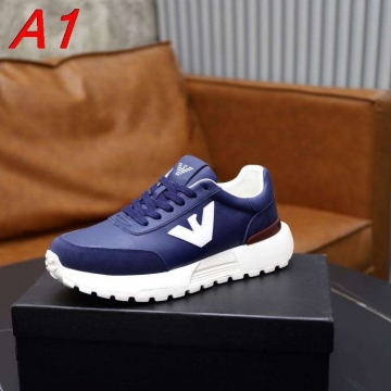 2026入荷【Armani】A|X スニーカー ファブリック V字モチーフ ネイビー×ホワイト カジュアル 