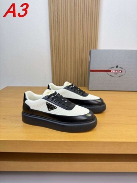 2026新作【Prada】チャンキースニーカー レザー×网眼 金品牌标识 Black カジュアル 