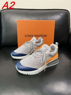 2026新作【Louis Vuitton】スニーカークロス×レザー ロゴ :black ストリート 