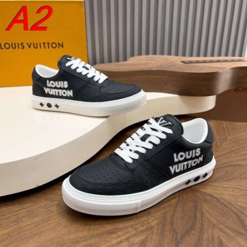 2026入荷しました【Louis Vuitton】スニーカーレザー モノグラム VUITTON装饰 ホワイト×ブラック ストリート 