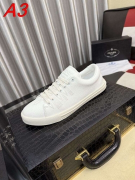 2026新作発表【Prada】スニーカー レザー 压纹线条 Black× White カジュアル 