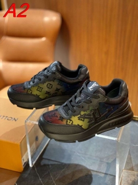 2026新作発表【Louis Vuitton】スニーカーレザー×キャンバス モノグラム ロゴ グレー×パープル ストリート 