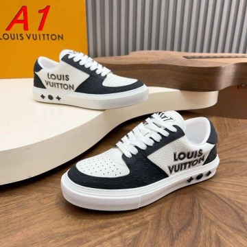 2026入荷しました【Louis Vuitton】スニーカーレザー モノグラム VUITTON装饰 ホワイト×ブラック ストリート 