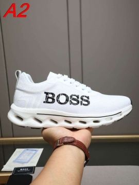2026入荷【BOSS】ローカットスニーカー ファブリック×レザー ロゴポイント BLACK×GOLD ストリート 