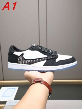 2026新作【Dior】スニーカー レザー NIKE×DIOR柄 冰蓝底 ホワイト×グレー カジュアル 