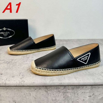 2026発売【Prada】エスパドリーユ レザー ロープ底 Black リゾート 