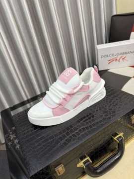 2026年夏新作【Dolce & Gabbana】スニーカー メッシュ×レザー DG柄 ホワイト×ピンク カジュアル 
