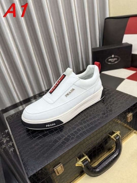 2026入荷しました【Prada】スリッポン レザー 赤リボン装饰 ホワイト パーティー 
