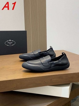 2026年夏新作【Prada】ローファー レザー 币形バー グレー カジュアル 