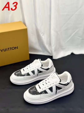 2026発売中！【Louis Vuitton】スニーカーレザー×デニム モノグラム VUITTON装饰 ホワイト×ネイビー カジュアル 