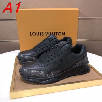 2026発売【Louis Vuitton】スニーカーレザー×キャンバス モノグラム ロゴ :black ストリート 